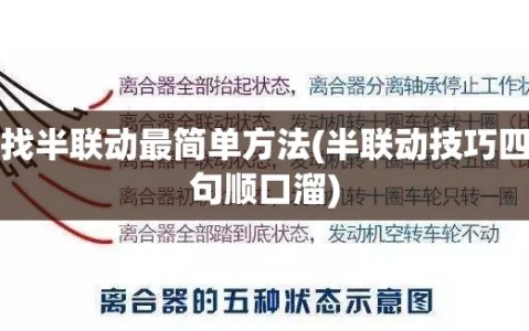 找半联动最简单方法(半联动技巧四句顺口溜)