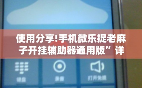 使用分享!手机微乐捉老麻子开挂辅助器通用版”详细分享装挂步骤