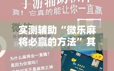 实测辅助“微乐麻将必赢的方法”其实确实有挂