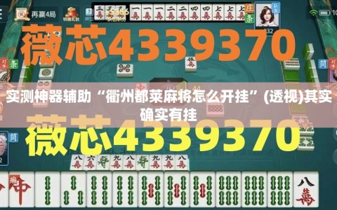 实测神器辅助“衢州都莱麻将怎么开挂”(透视)其实确实有挂
