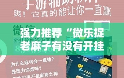 强力推荐“微乐捉老麻子有没有开挂神器”详细分享装挂步骤