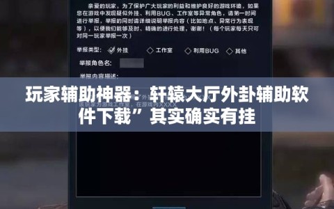 玩家辅助神器：轩辕大厅外卦辅助软件下载”其实确实有挂