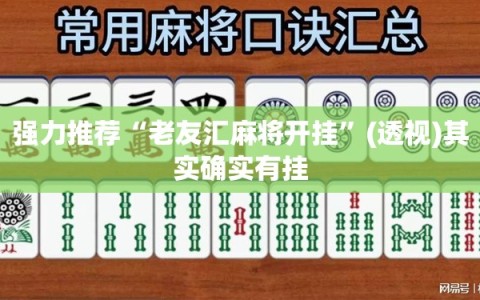 强力推荐“老友汇麻将开挂”(透视)其实确实有挂