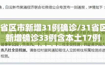 31省区市新增31例确诊/31省区市新增确诊33例含本土17例