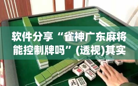 软件分享“雀神广东麻将能控制牌吗”(透视)其实确实有挂