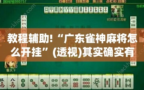教程辅助!“广东雀神麻将怎么开挂”(透视)其实确实有挂