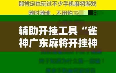 辅助开挂工具“雀神广东麻将开挂神器”详细分享装挂步骤