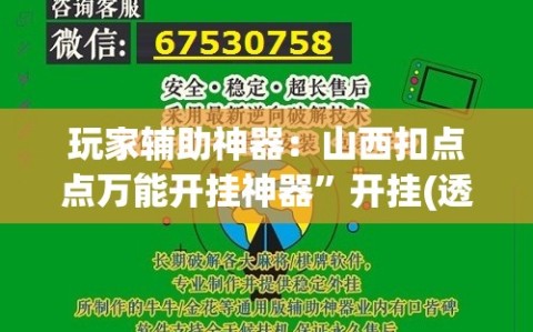 玩家辅助神器：山西扣点点万能开挂神器”开挂(透视)最新辅助详细