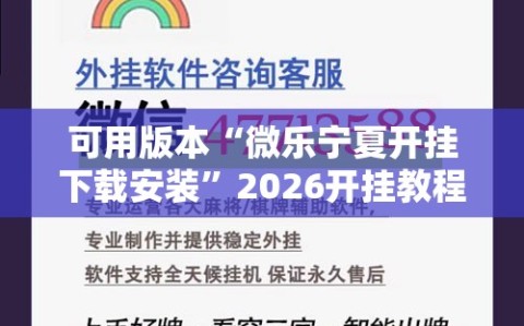 可用版本“微乐宁夏开挂下载安装”2026开挂教程步骤
