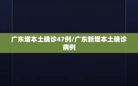 广东增本土确诊47例/广东新增本土确诊病例