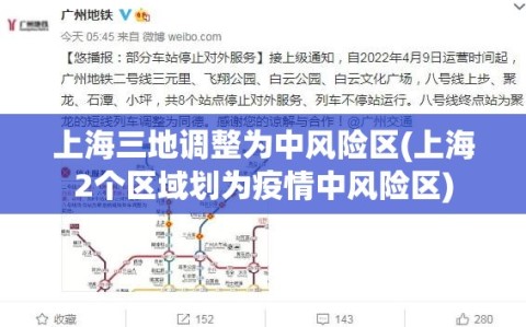 上海三地调整为中风险区(上海2个区域划为疫情中风险区)