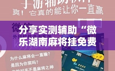 分享实测辅助“微乐湖南麻将挂免费下载”其实确实有挂
