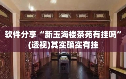 软件分享“新玉海楼茶苑有挂吗”(透视)其实确实有挂