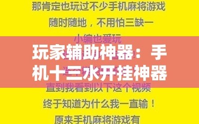 玩家辅助神器：手机十三水开挂神器”详细开挂教程
