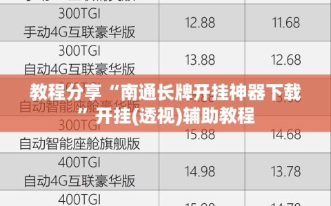 教程分享“南通长牌开挂神器下载”开挂(透视)辅助教程