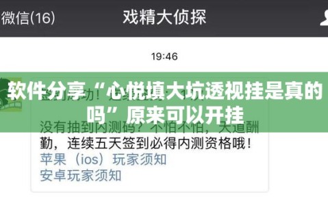软件分享“心悦填大坑透视挂是真的吗”原来可以开挂