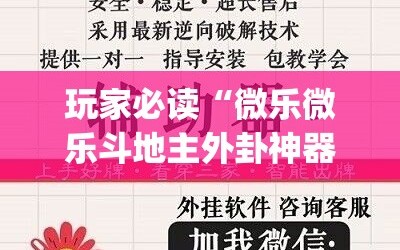玩家必读“微乐微乐斗地主外卦神器”(辅助神器)开挂详细教程