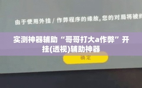 实测神器辅助“哥哥打大a作弊”开挂(透视)辅助神器