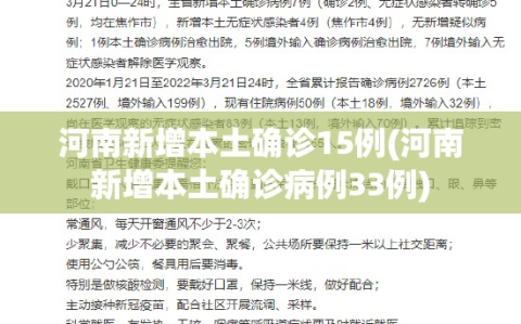 河南新增本土确诊15例(河南新增本土确诊病例33例)