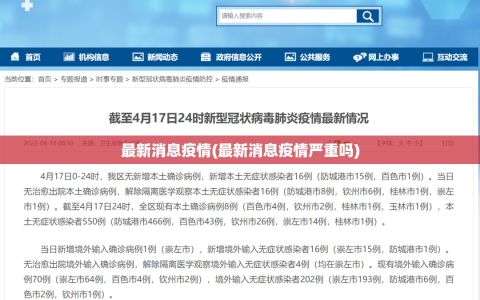 最新消息疫情(最新消息疫情严重吗)