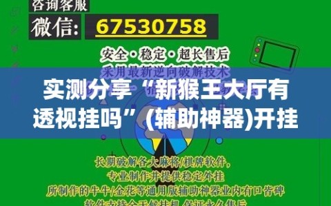 实测分享“新猴王大厅有透视挂吗”(辅助神器)开挂详细教程