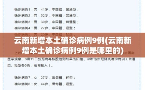 云南新增本土确诊病例9例(云南新增本土确诊病例9例是哪里的)