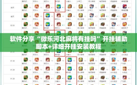 软件分享“微乐河北麻将有挂吗”开挂辅助脚本+详细开挂安装教程