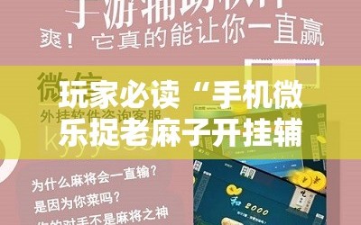 玩家必读“手机微乐捉老麻子开挂辅助器通用版”其实确实有挂