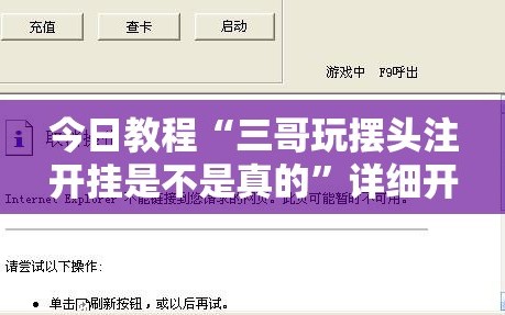 今日教程“三哥玩摆头注开挂是不是真的”详细开挂教程