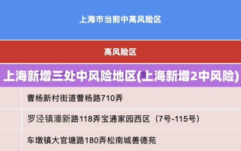 上海新增三处中风险地区(上海新增2中风险)