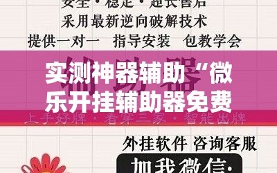 实测神器辅助“微乐开挂辅助器免费安装”2026开挂教程步骤