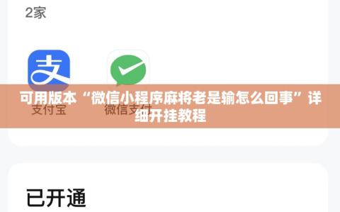 可用版本“微信小程序麻将老是输怎么回事”详细开挂教程