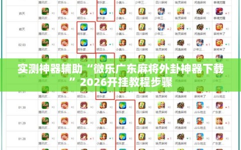 实测神器辅助“微乐广东麻将外卦神器下载”2026开挂教程步骤