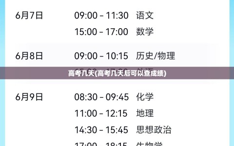 高考几天(高考几天后可以查成绩)
