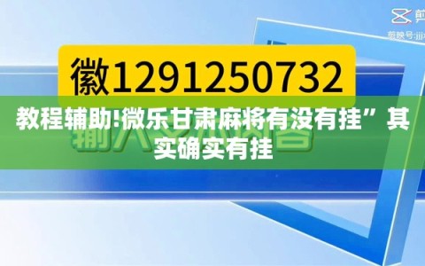 教程辅助!微乐甘肃麻将有没有挂”其实确实有挂