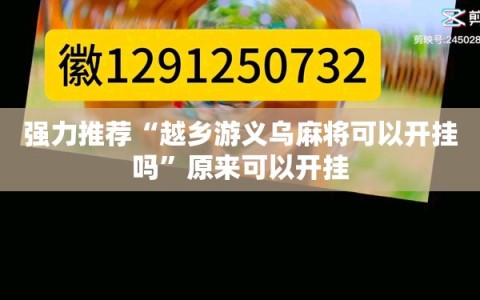 强力推荐“越乡游义乌麻将可以开挂吗”原来可以开挂