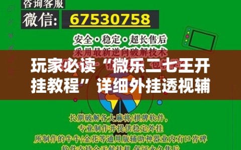 玩家必读“微乐二七王开挂教程”详细外挂透视辅助软件教程