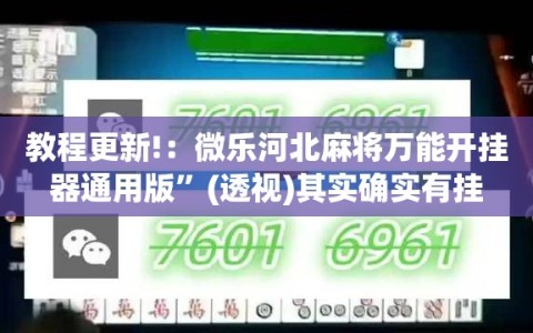 教程更新!：微乐河北麻将万能开挂器通用版”(透视)其实确实有挂