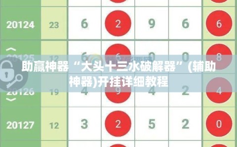 助赢神器“大头十三水破解器”(辅助神器)开挂详细教程