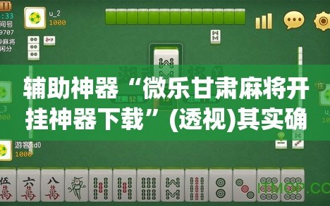 辅助神器“微乐甘肃麻将开挂神器下载”(透视)其实确实有挂