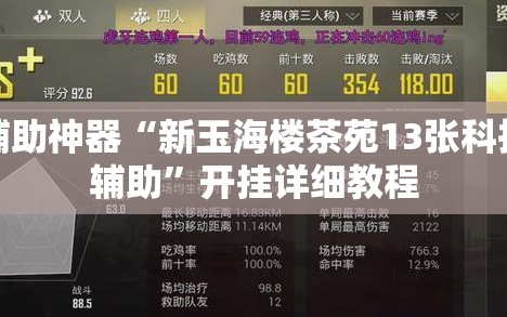 辅助神器“新玉海楼茶苑13张科技辅助”开挂详细教程