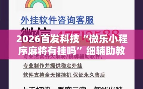 2026首发科技“微乐小程序麻将有挂吗”细辅助教程分享