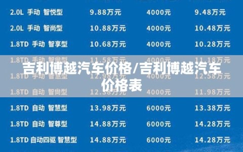 吉利博越汽车价格/吉利博越汽车价格表