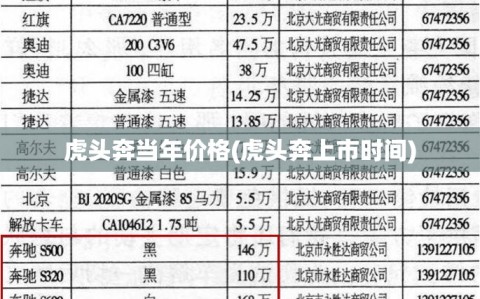 虎头奔当年价格(虎头奔上市时间)