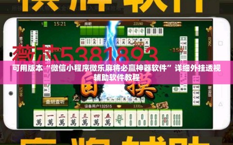 可用版本“微信小程序微乐麻将必赢神器软件”详细外挂透视辅助软件教程
