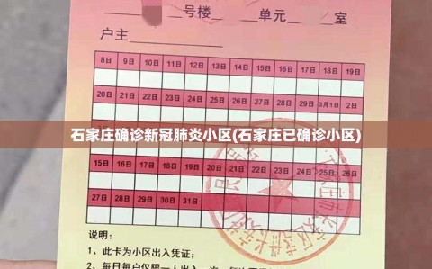 石家庄确诊新冠肺炎小区(石家庄已确诊小区)