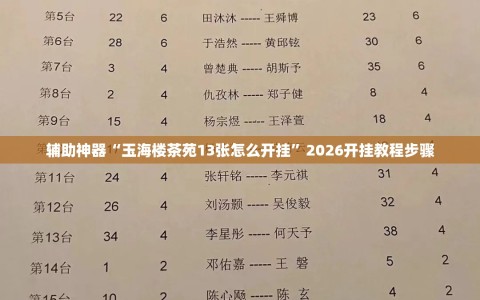 辅助神器“玉海楼茶苑13张怎么开挂”2026开挂教程步骤
