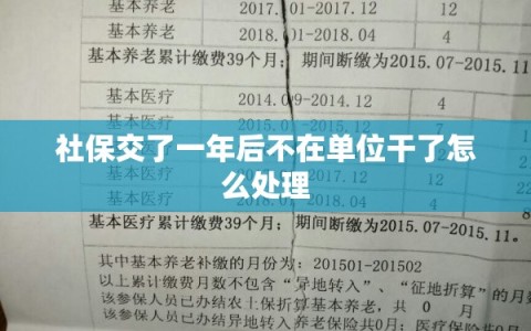 社保交了一年后不在单位干了怎么处理