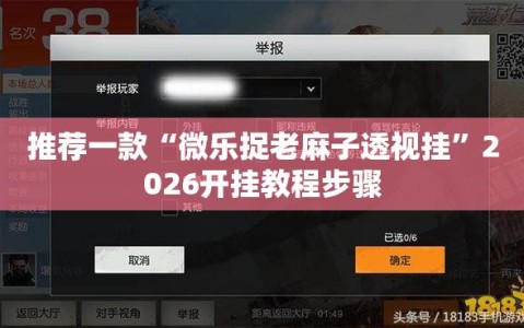推荐一款“微乐捉老麻子透视挂”2026开挂教程步骤