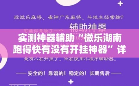实测神器辅助“微乐湖南跑得快有没有开挂神器”详细开挂教程